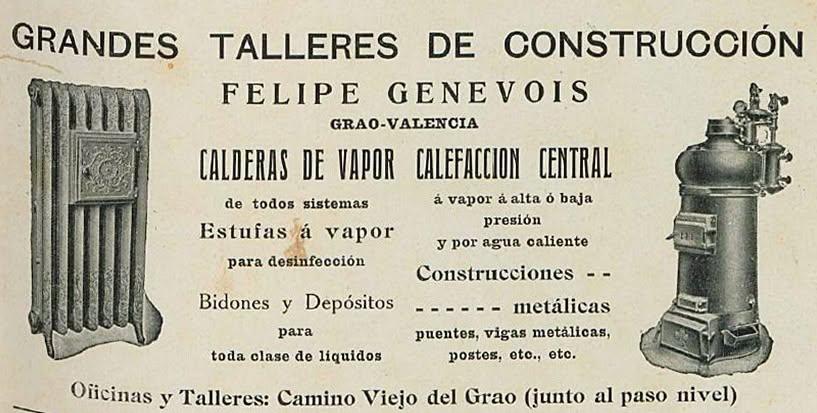 Anuncio histórico de los Grandes Talleres de Construcción de Felipe Genevois